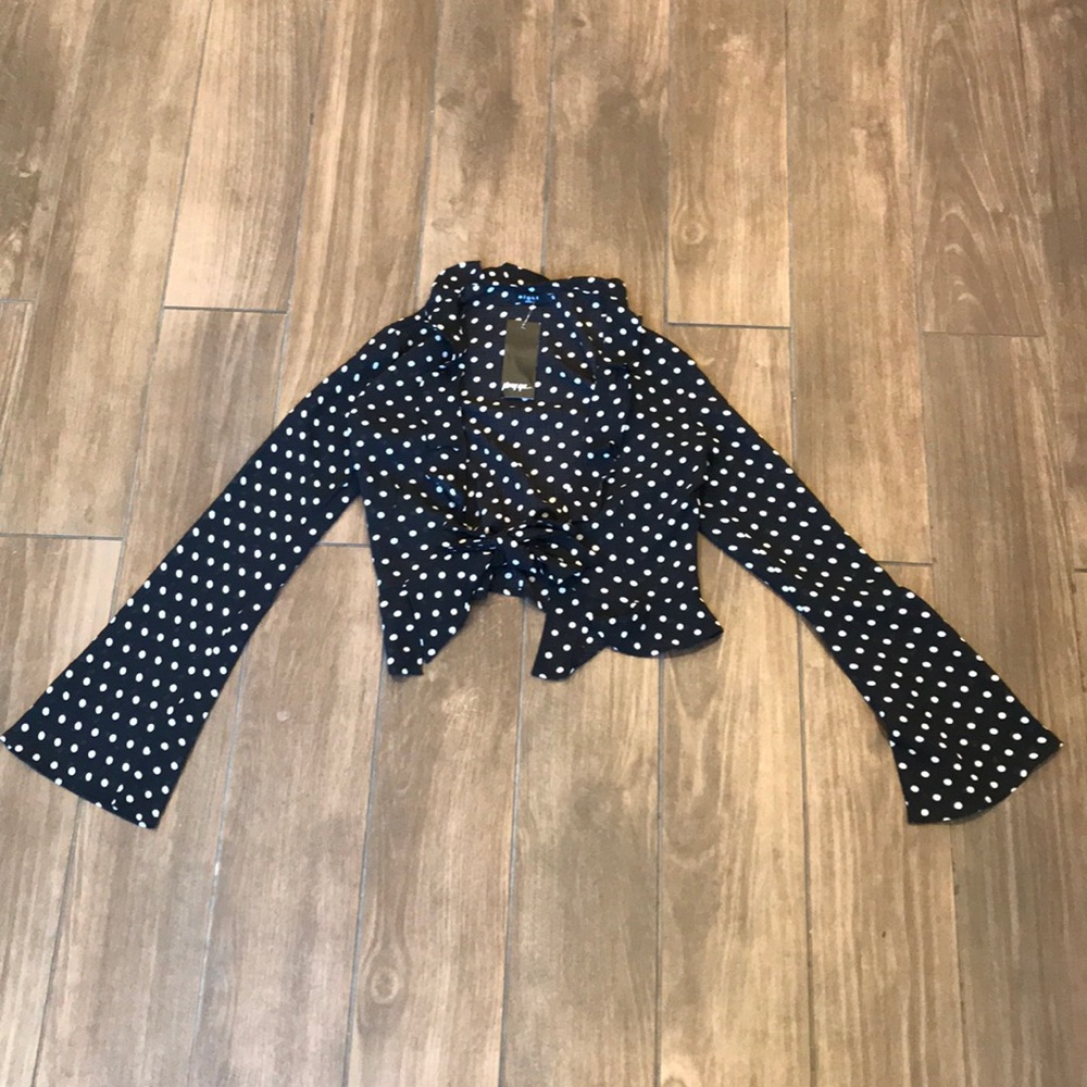 Give It All You Dot Polka Dot Wrap Top